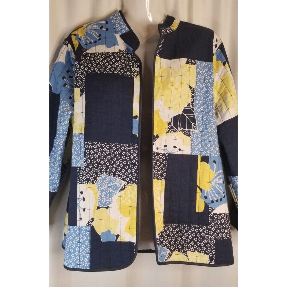 Alfred Dunner Women's Jacket Quilted Blue Lined Patchwork Look Petite Medium - Picture 3 of 4
